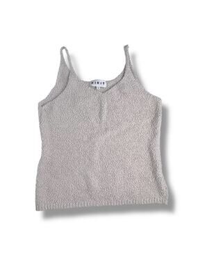 KiKit Sherpa Teddy Fur Stretch Neutral Cream Taupe Tank Top Size Medium